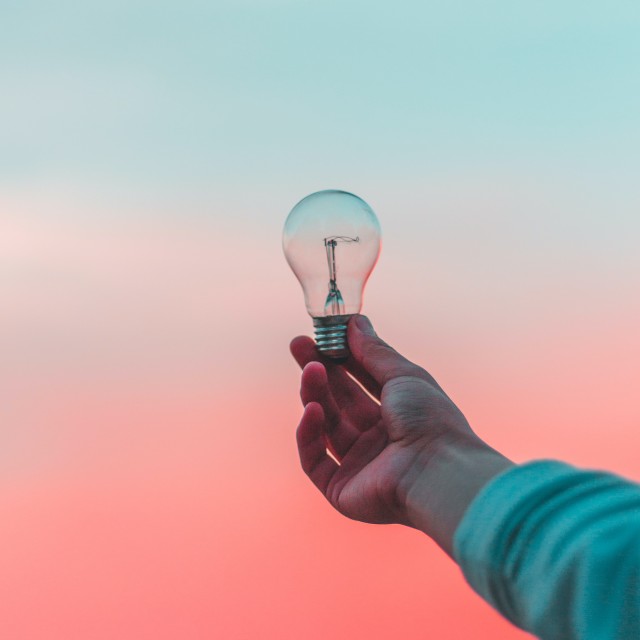 Picture of person holding lightbulb 